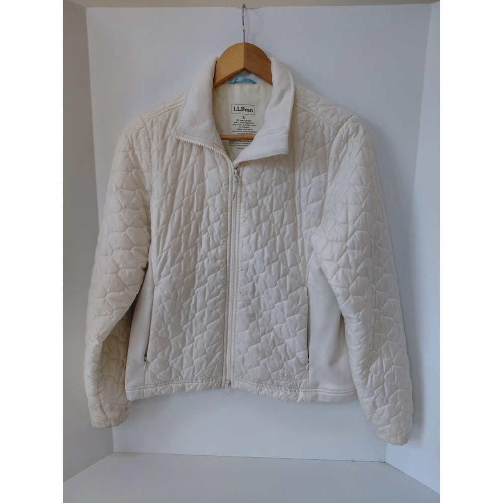 L.L. Bean Quilted Stretch Sides Thinsulate Lightweight Jacket Womens Small Ivory